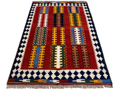 Qashqai Kelim Teppich 153x101 cm handversponnene Wolle Boho Stil