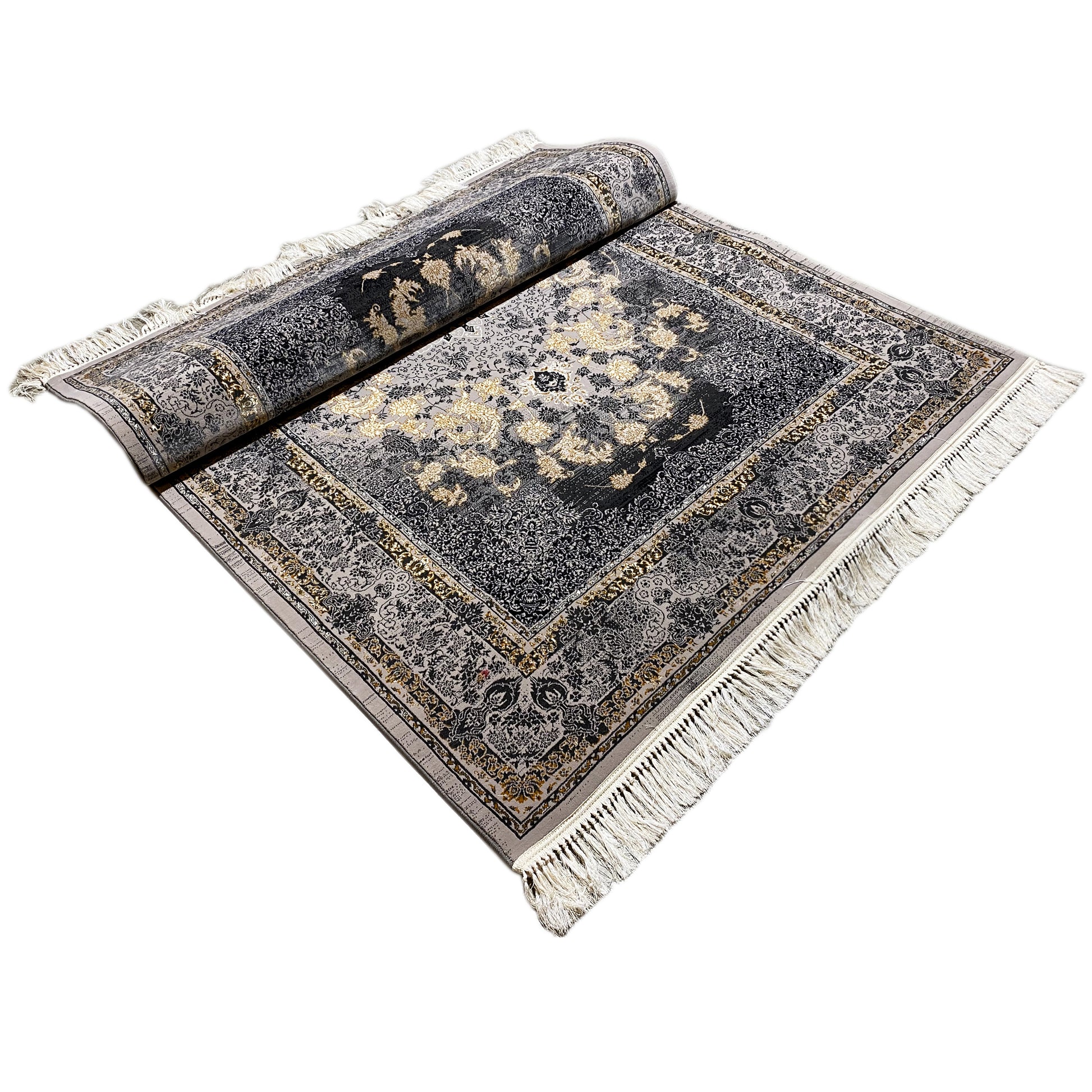 Wohnzimmer Teppich maschinell gewebt, Orient Design Dunkelgrau, Manchester.