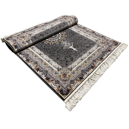 Klassischer Teppich Polypropylen Orient Medaillon Anthrazit.