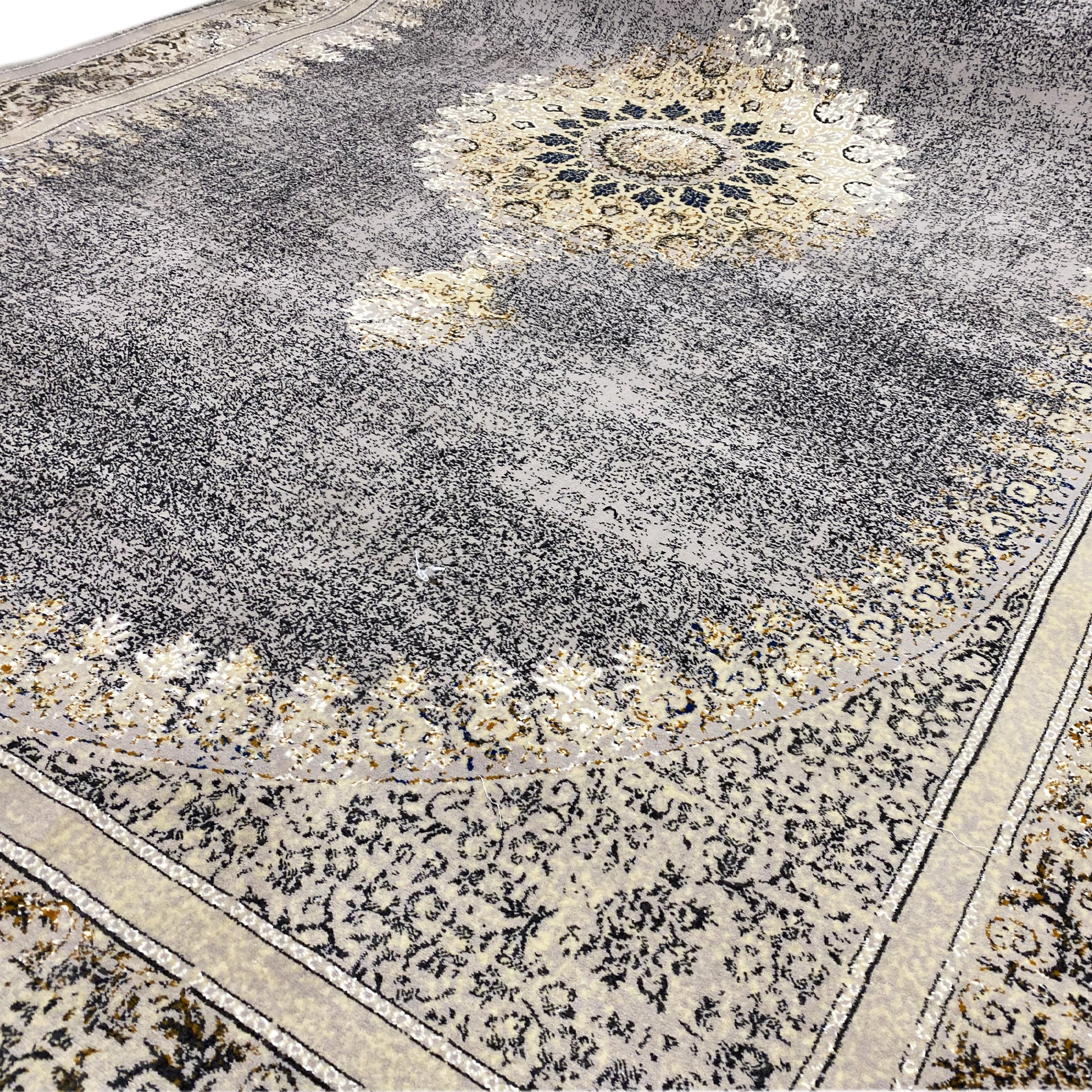 Vintage Teppich Grau/Beige 160x230 mit traditionellem Medaillon Design