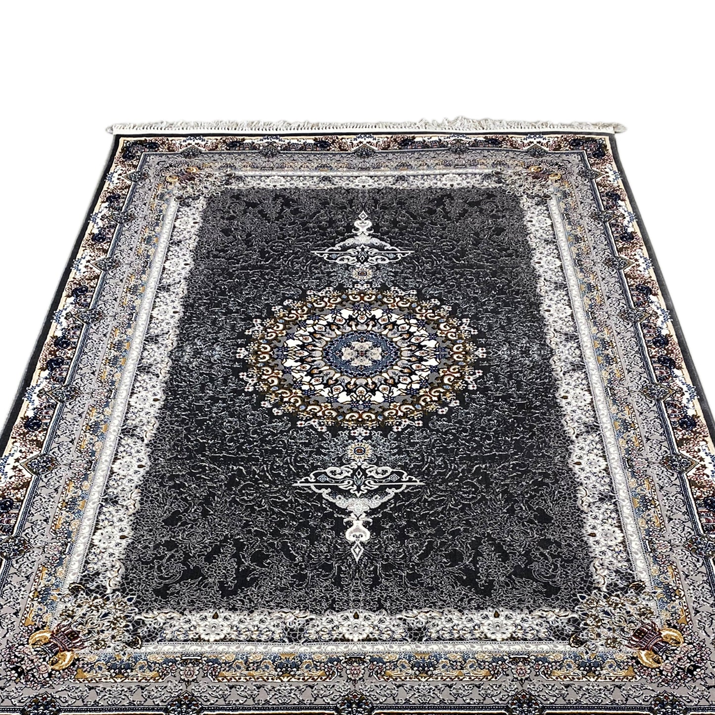 Teppich Maschinell Medaillon Polypropylen Dunkelgrau.