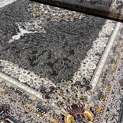 Hochwertiger Teppich Polypropylen klassisch Anthrazit Wohnbereich.