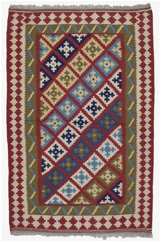  Kilim Qashqai - Multicolor 13PL 148x98cm - Premium Kelim from German Carpet Shop - Just €135! Shop now at German Carpet Shop