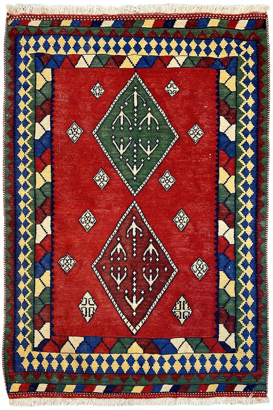  Kilim Qashqai - Multicolor (150x110cm) - Premium Kelim from German Carpet Shop - Just €135! Shop now at German Carpet Shop