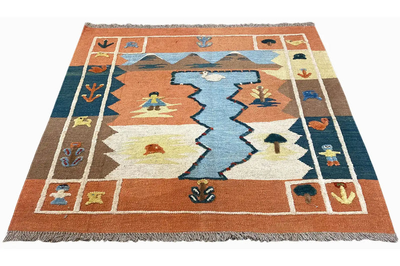Kilim Qashqai - 804927 (106x103cm) - German Carpet Shop
