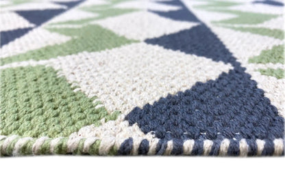 Moderne Kelim - Samak 05 Green - German Carpet Shop